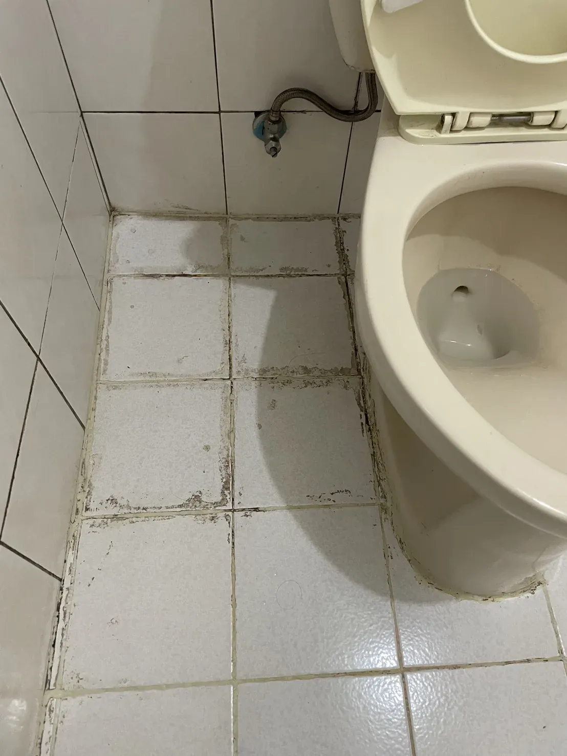 台北 DIY 後馬桶側邊細磚地坪施工前